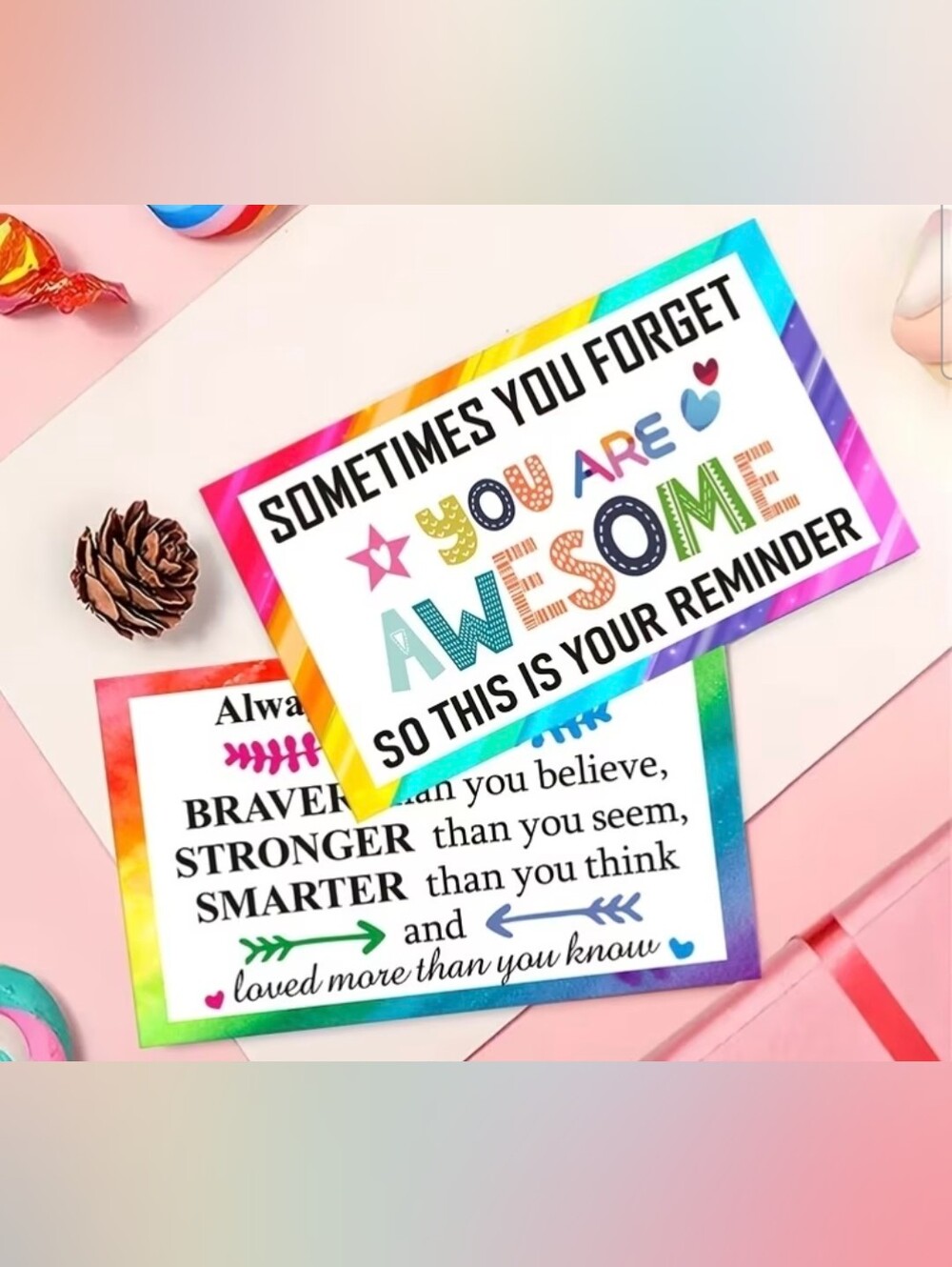 Inspirational 'You Are Awesome' Rainbow Card Qty 100